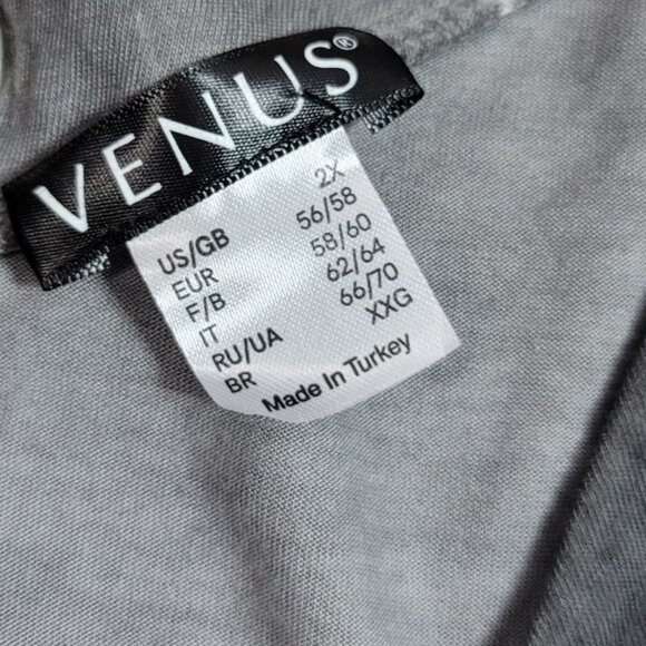 Venus Oversized Slouchy Top Gray 2X Long Sleeve Pullover Side Tie Grommets Rings - Picture 5 of 6